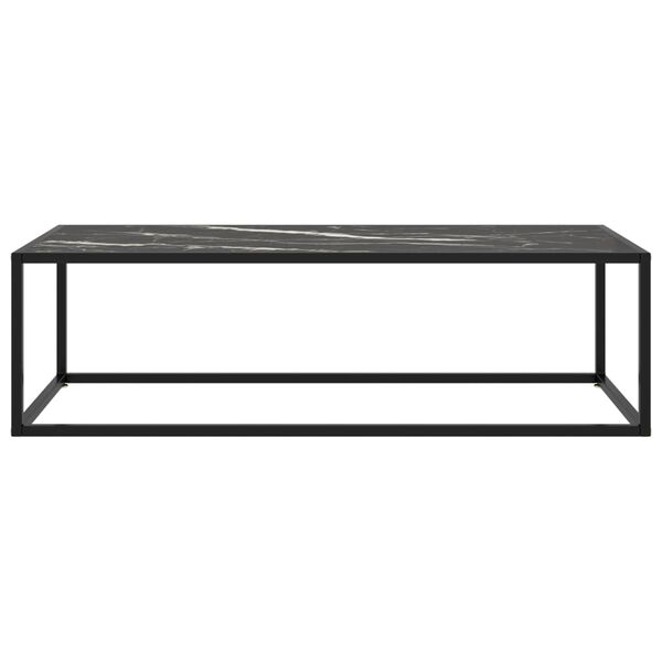 vidaXL Couchtisch Schwarz mit Schwarzem Glas in Marmor-Optik 120x50x35