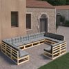 vidaXL 12-tlg. Garten-Lounge-Set mit Kissen Massivholz Kiefer