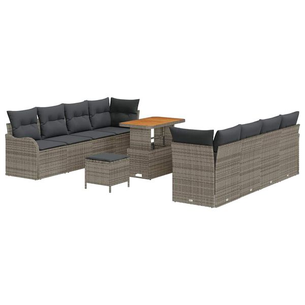 vidaXL Garten-Sofa-Set mit Kissen mit Speicher mit Kissen 11 pcs Grau