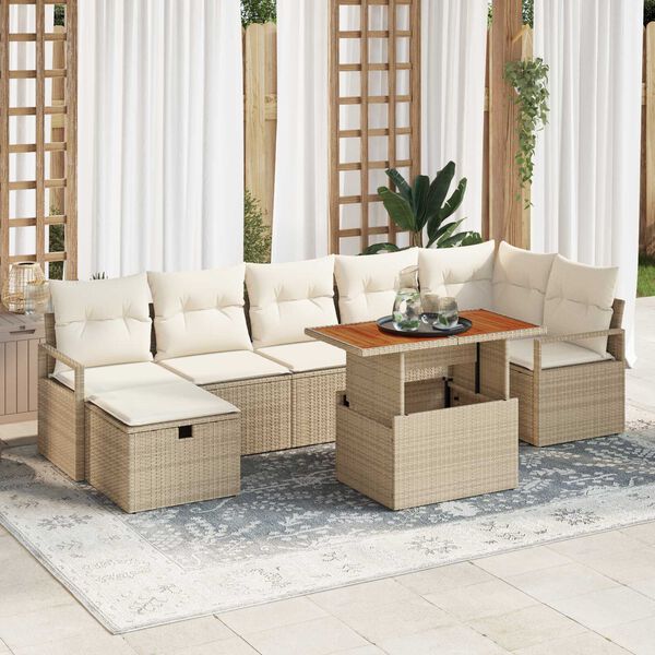 vidaXL Garten-Sofa-Set 8 pcs Beige Poly-Rattan