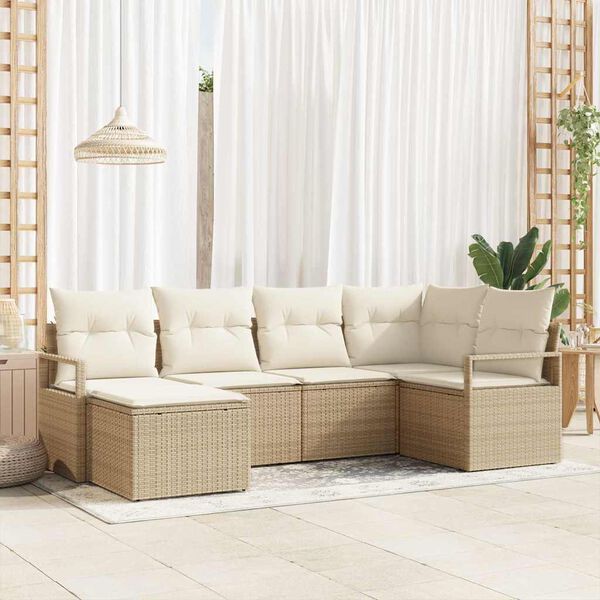 vidaXL Sofa Set mit Kissen 8 pcs Beige und Creme Poly-Rattan