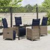 vidaXL Tisch- und Stuhlset mit Kissen 5 pcs Grau PE-Rattan