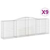 vidaXL Gabionen mit Hochbogen 9 Stk. 400x50x120/140cm Verzinktes Eisen