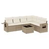 vidaXL 7-tlg. Garten-Sofagarnitur mit Kissen Beige Poly Rattan
