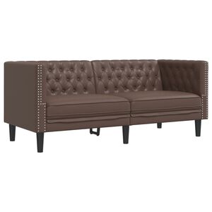 vidaXL Chesterfield-Sofa 2-Sitzer Braun Kunstleder