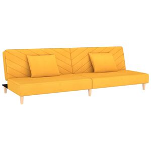 vidaXL Schlafsofa 2-Sitzer mit 2 Kissen Gelb Stoff