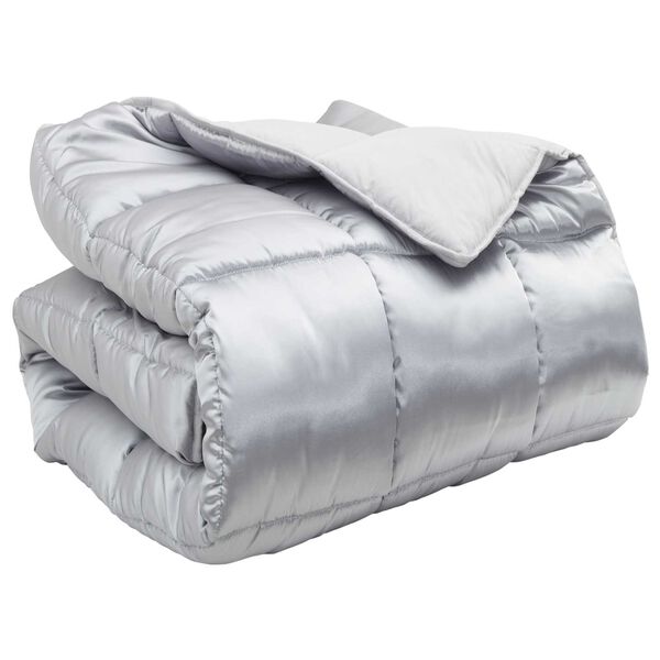 vidaXL Winterbettdecke Silber 200 x 200 cm Satin und Mikrofaser