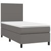 vidaXL Boxspringbett mit Matratze & LED Grau 90x200 cm Kunstleder