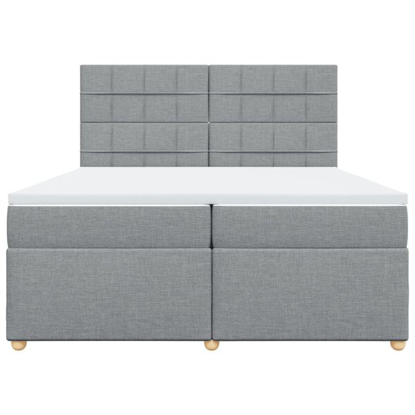 vidaXL Boxspringbett mit Matratze Hellgrau 200x200 cm Stoff
