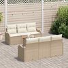 vidaXL Gartensofa-set mit Kissen 7 pcs Beige Poly-Rattan