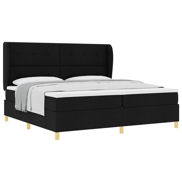 vidaXL Boxspringbett mit Matratze Dunkelgrau 90x190 cm Schwarz Stoff