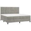 vidaXL Boxspringbett mit Matratze Hellgrau 200x200 cm Samt