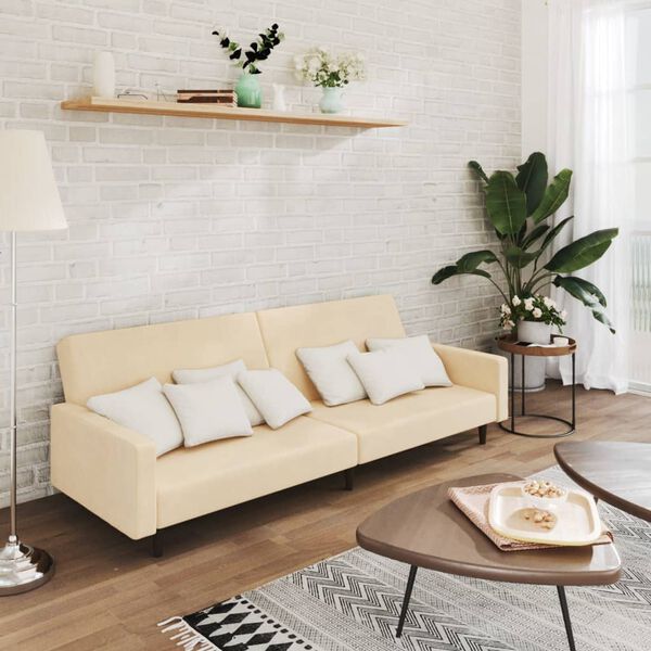 vidaXL Schlafsofa 2-Sitzer Creme Samt