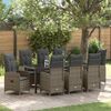 vidaXL Garten Essgruppe mit Kissen 9 pcs Grau Poly-Rattan