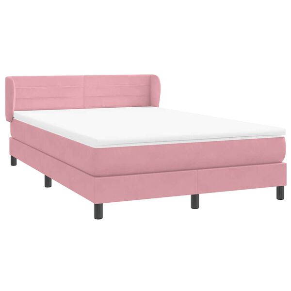 vidaXL Boxspringbett mit Matratze Rosa 140x210 cm Samt