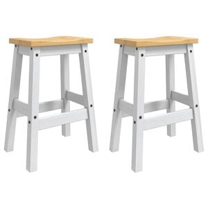 VidaXL Barhocker 2 pcs Wei&szlig; und Honigwachs 44 x 30 x 63 cm