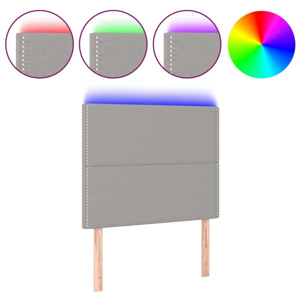 vidaXL LED Kopfteil Hellgrau 90x5x118/128 cm Stoff