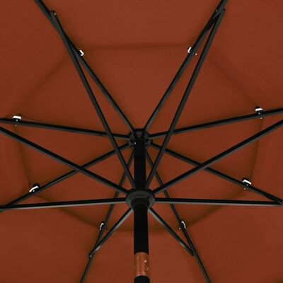 vidaXL Sonnenschirm mit Aluminium-Mast 3-lagig Terracotta-Rot 3,5 m