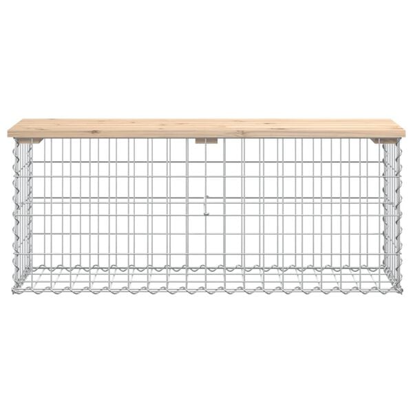 vidaXL Gartenbank aus Gabionen 103x31,5x42 cm Massivholz Kiefer