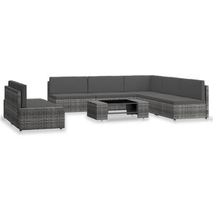 vidaXL 7-tlg. Garten-Lounge-Set Poly Rattan Grau