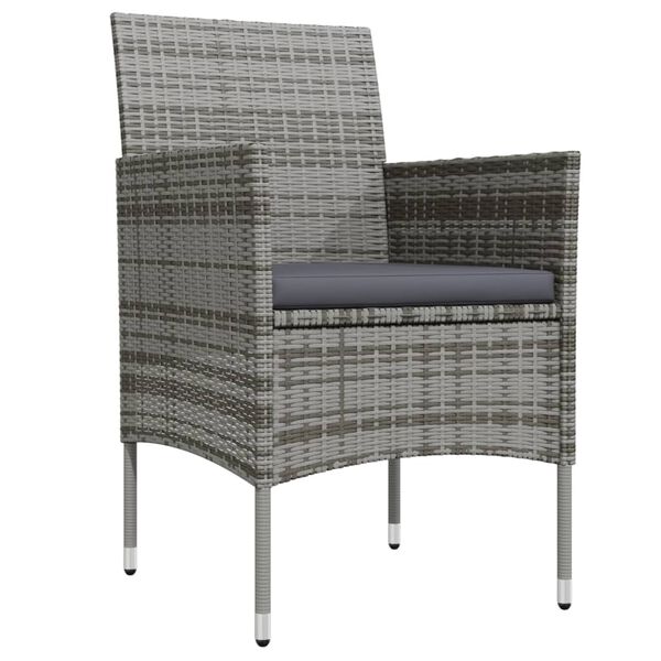 vidaXL 7-tlg. Garten-Essgruppe mit Kissen Grau und Schwarz