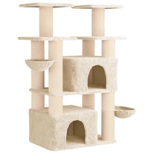 vidaXL Katzennbaum mit Sisal-Kratzs&auml;ulen 2 Stk. Creme 147 cm