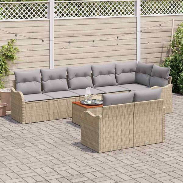 vidaXL Gartensofa-set 9 pcs Beige und Hellgrau Poly-Rattan