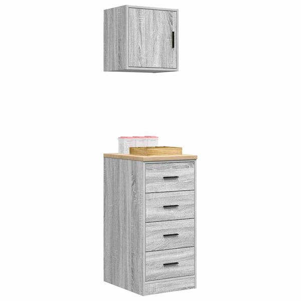 vidaXL Garagenschr&auml;nke 2 Stk. Betongrau Holzwerkstoff