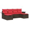 vidaXL Gartensofa-set mit Kissen mit Speicher 6 pcs Poly Rattan