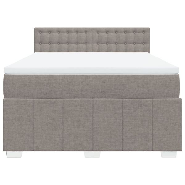 vidaXL Boxspringbett mit Matratze Taupe 140x200 cm Stoff