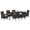 vidaXL Garten Essgruppe mit Kissen 7 pcs Schwarz Poly-Rattan
