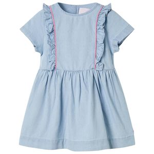 Kinderkleid mit R&uuml;schen Hellblau 104