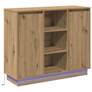 vidaXL LED-Sideboard Artisan-Eiche 90 x 32 x 75 cm Holzwerkstoff