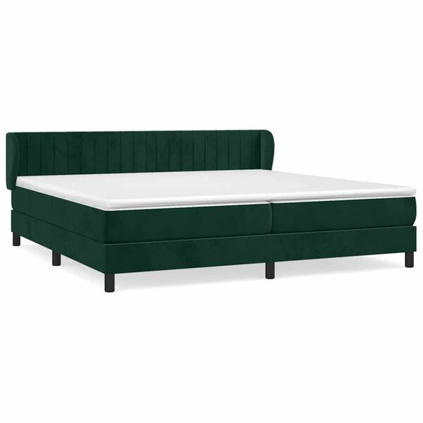 vidaXL Boxspringbett mit Matratze Dunkelgr&uuml;n 200x200 cm Samt