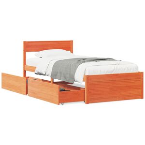 vidaXL Massivholzbett ohne Matratze Wachsbraun 75x190 cm Kiefernholz