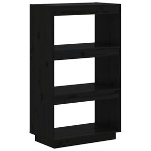 vidaXL B&uuml;cherregal/Raumteiler Schwarz 60x35x103 cm Massivholz Kiefer