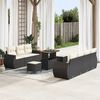 vidaXL Gartensofa-set mit Kissen 10 pcs Schwarz Poly-Rattan
