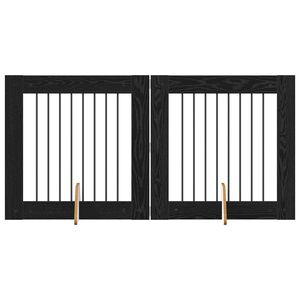 vidaXL Hundetor mit St&auml;ndern 2 pcs Schwarze Eiche 80 x 80 cm