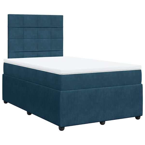 vidaXL Boxspringbett mit Matratze Blau 120x200 cm Samt