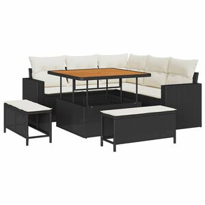 vidaXL Gartensofa-set 8 pcs Schwarz Poly-Rattan
