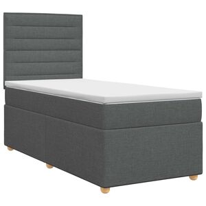 vidaXL Boxspringbett mit Matratze Dunkelgrau Einzeln Stoff