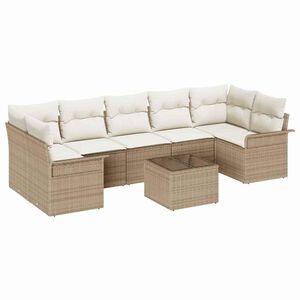 vidaXL Gartensofa-set mit Kissen 8 pcs Beige und Creme Poly-Rattan