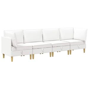 vidaXL Modular Sofa Set mit Stauraum 4 stk. Wei&szlig; Stoff