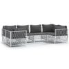 vidaXL 6-tlg. Garten-Lounge-Set mit Kissen Wei&szlig; Stahl