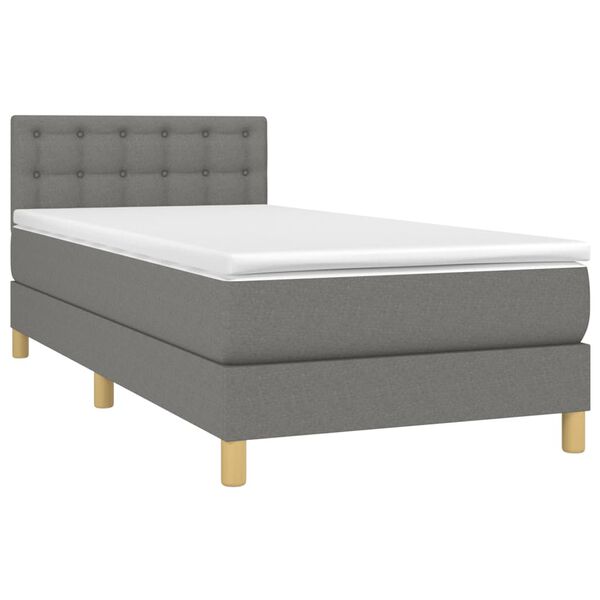 vidaXL Boxspringbett mit Matratze & LED Dunkelgrau 90x190 cm Stoff