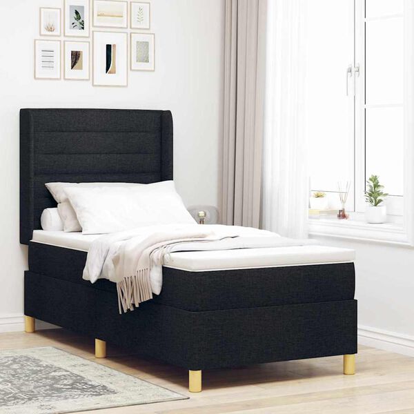 vidaXL Boxspringbett mit Matratze Schwarz 80 x 200 cm Stoff