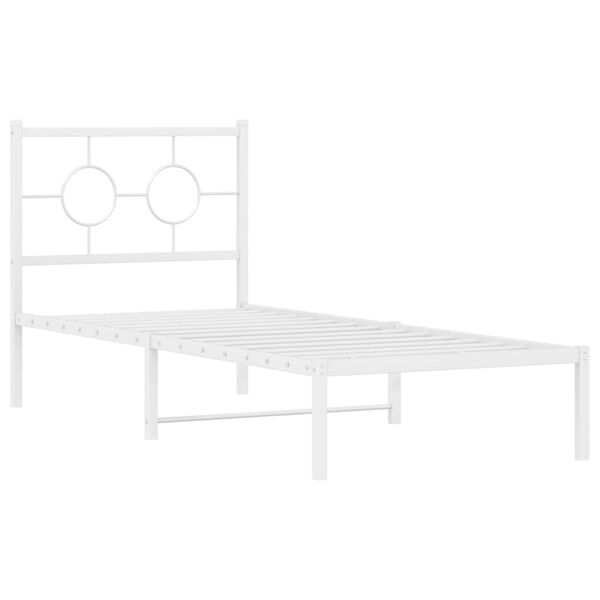 vidaXL Metallbett ohne Matratze mit Kopfteil Weiß 75x190 cm