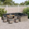vidaXL Garten-Sofa-Set mit Kissen 13 pcs Grau Poly Rattan
