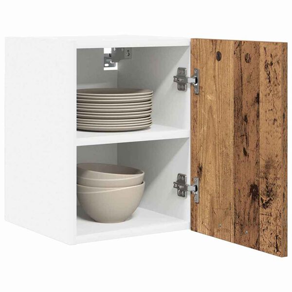 vidaXL H&auml;ngeschrank mit T&uuml;r 2 pcs Altes Holz und Wei&szlig; 30 x 31 x 40 cm