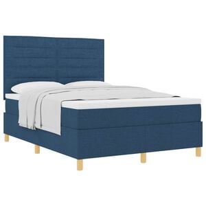 vidaXL Boxspringbett mit Matratze mit Kopfteil Blau 140 x 200 cm Stoff
